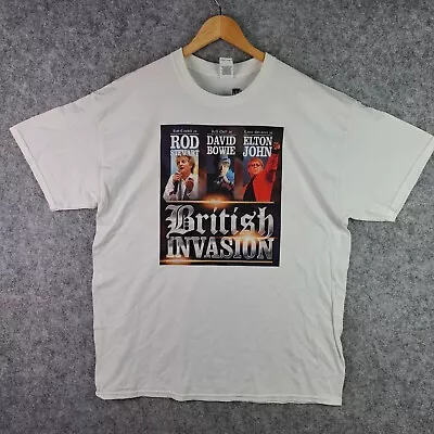 Rod Stewart David Bowie Elton John Shirt Mens Extra Large White British 4751 • $18.95