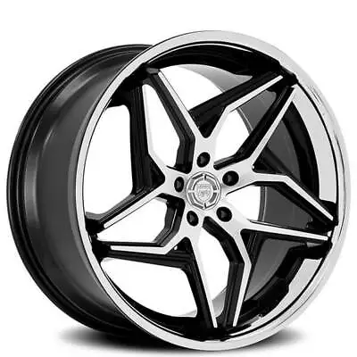 4ea 20  Lexani Wheels Spyder Gloss Black Machined W Chrome Lip Rims (S43) • $2004