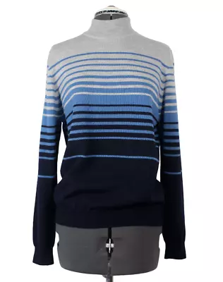 Vintage Charter Club Classics Women's Merino Wool Striped Mock Neck Sweater L • $27.50