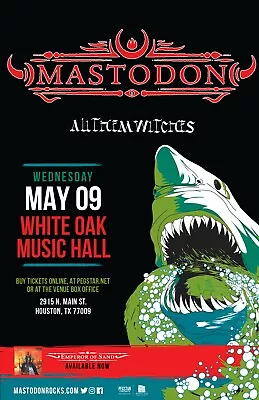 MASTODON / ANTHEM WITCHES 2018 HOUSTON CONCERT TOUR POSTER - Alt Metal Music • $34.02