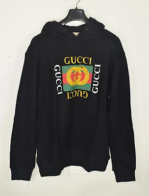 Gucci Vintage Logo Mens Cotton Sweatshirt Hoodie Size XL • $370