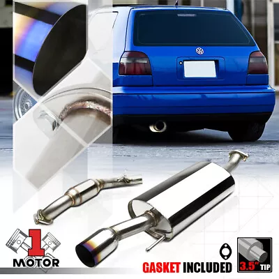 SS Catback Exhaust System 3.5  Burnt Tip Muffler For 93-99 VW Golf 2.0/2.8 MK3 • $126.88