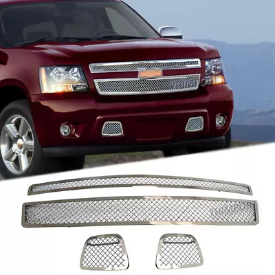 Stainless Chrome Mesh Grille Combo Fits 2007-2014 Chevy Tahoe/Avalanche/Suburban • $169.99