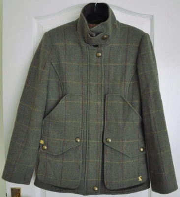 £74.99 • Buy Joules Tweed Fieldcoat Jacket Women Size 8 Green Check Wool Country Field Coat