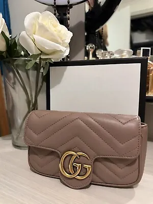 $1300 • Buy Gucci Marmont Super Mini Crossbody Bag Chain Authentic Women Brand Handbag