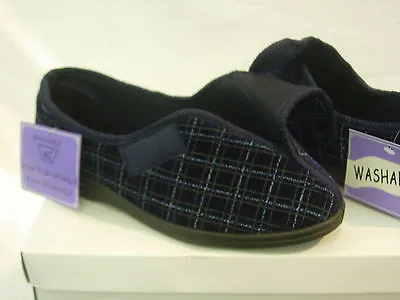 Mens Gents Slipper Velcroish Washable Wider Fit Adjustable Care Home OAP UK SIZE • £13.95