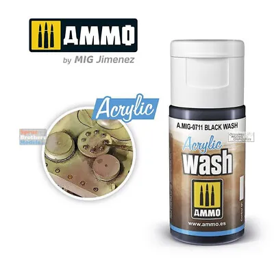 AMM0711 AMMO By Mig Acrylic Wash - Black Wash (15ml) • $9.94