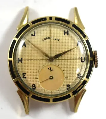 Vintage Lord Elgin Clubman 14KGF Enamel Case Watch W/Custom Dial Runs Lot.x • $89.99