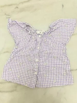 Zara Little Girl Cropped Purple White Floral Blouse Size 3-4T • $4