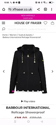 £70 • Buy BARBOUR Jacket 18 Black Hooded Pull Tie Waist Bnwot
