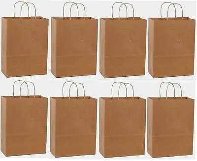 $39.60 • Buy 100 10x5x13 Kraft Brown Paper Handle Shopping Gift Merchandise Carry Retail Bags