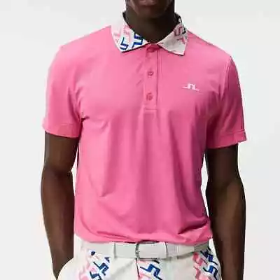 J Lindeberg Men's GLEN REGULAR FIT Golf POLO GMJT08405 S098 Pink Medium NWT NEW • $59.99