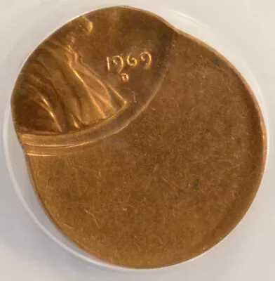 1969-D 1c Lincoln Cent Struck 80% Off-Center ANACS MS63 Red • $108