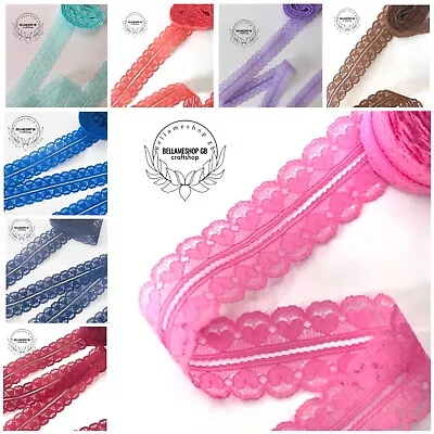 15 Colours 1Y Lace Ribbon Trim Hearts Sew On Craft Scrapbook Wedding Jar Cards • £1.35
