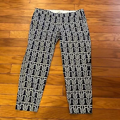 J. Crew Pants Womens 8 Blue White Printed Rope Skimmer • $18.95