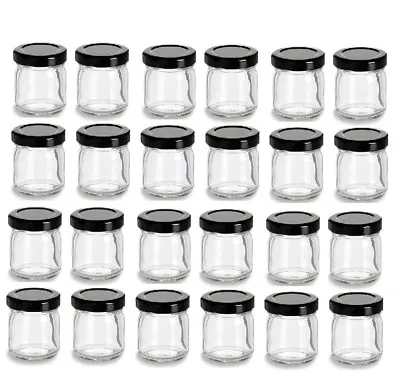 Nakpunar 24 Pcs 1.5 Oz Mini Glass Jars With Black Lid Jam Jelly Honey Favor  • $27.99