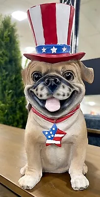 Martha Stewart Patriotic Pug Dog 11” Stars Stripes July Uncle Sam Top Hat NWT • $36.95