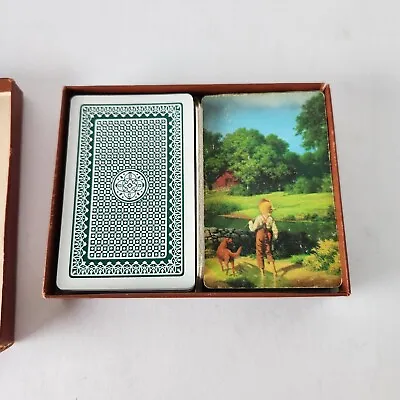 KEM Playing Cards One Full Deck + Pinochle Original Box Green And Landscape 1935 • £4.78