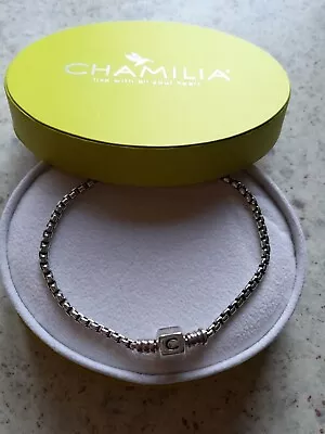 Rare Chamilia 925 Silver Snap Clasp Box Chain Charm Bracelet 20cm In Box Large  • £36