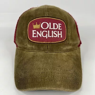 Old English Beer Hat Cap Mens Snapback Brown Corduroy Mesh Miller • $18.88