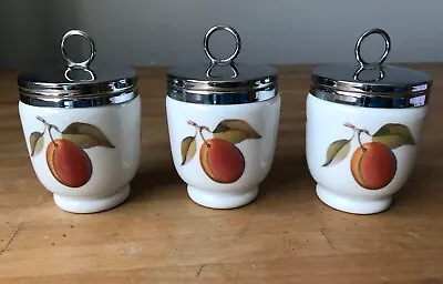 3 X Vintage Royal Worcester Egg Coddlers EVESHAM Plum Peach Berries ~ King Size • £44.99