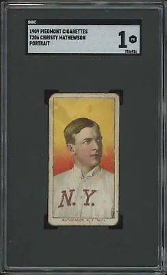 1909 T206 Christy Mathewson Poor Portrait Piedmont 150 Sgc 1 New York Giants • $1440