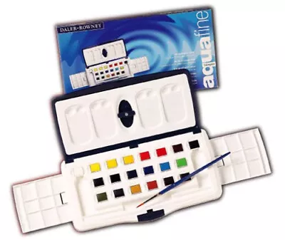 Daler Rowney Aquafine Watercolour 20 Half Pan Slider Box Set + 1 Brush • £25.95