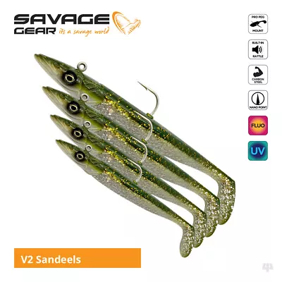Savage Gear Saltwater Sandeel V2 Lures - Bass Wrasse Cod Pollock Sea Fishing • £9.49