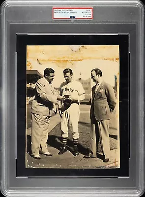 BABE RUTH & CARL HUBBELL TYPE 1 PHOTO 1930s ORIGINAL VINTAGE 6.25 X 8.25 PSA/DNA • $999