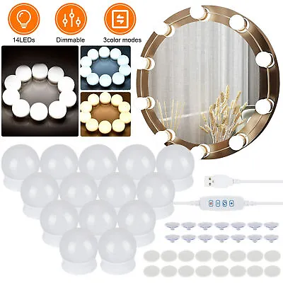 Make Up Mirror Lights 14 LED Kit Bulbs Vanity Light Dimmable Lamp Hollywood • $21.99