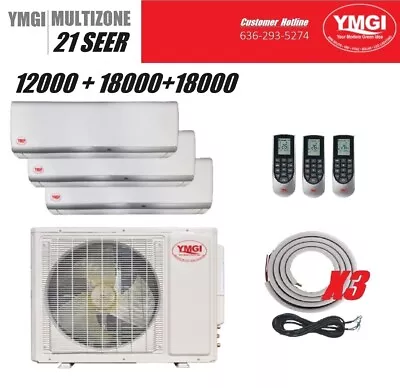 YMGI 48000 BTU 3 ZONE DUCTLESS MINI SPLIT AC  HEAT PUMP 4 Tons For Heat Cool SLK • $4799