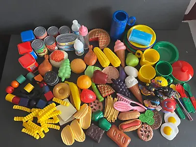 Pretend Play Plastic Fake Food Kitchen Items Large Vintage Lot 100+ • $29