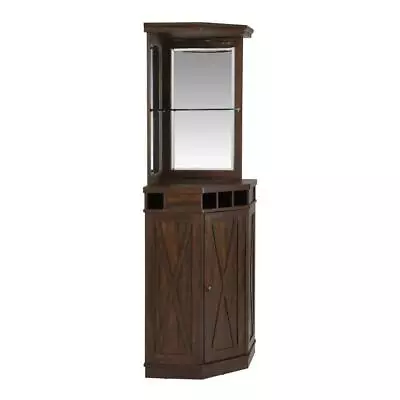 Home Source Industries Bar Unit 73 X32 X23.5 Mahogany Corner Built-in Wine Rack • $429.27