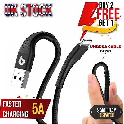 £0.99 • Buy Heavy Duty Braided Fast Charger USB Data Lead Cable For Apple IPhone 12 11 X 8 7