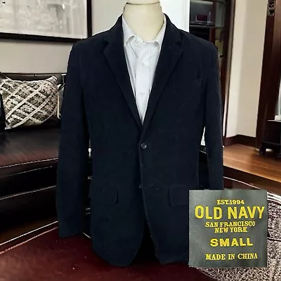 Old Navy Sport Coat Mens S Solid Black Micro Suede Cotton Soft • $25.10