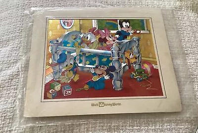 Vtg Disney World Babies Baby Mickey Minnie Donald Dufex Silver Foil Print 8”x10” • $5