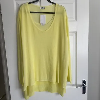 ** Box 2 Lagenlook OSFA Plus Size Lemon Yellow 🍋 Jumper BNWT ** • £20