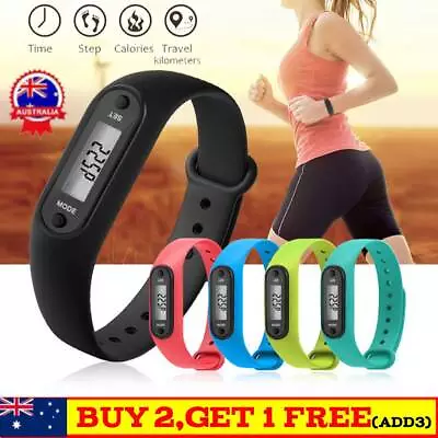 Fitness Tracker LCD Digital Pedometer Walking Step Calorie Counter Wrist Watch • $1.59