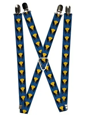 NWT Buckle-Down Marvel Comics X-MEN Suspenders - 1.0  - Wolverine Mask Icon Blue • $13.59