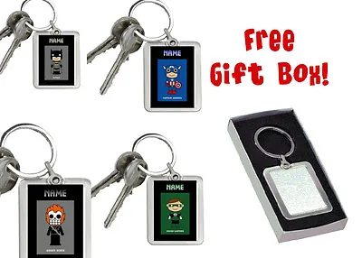 Metal Personalised Custom ( Heroes ) Photo Keyring + Free Gift Box + Add Name! • £4.99