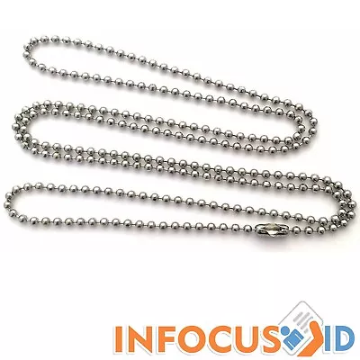 30  2.4mm Nickel Plated Metal Bead Chain ID Dog Tag Necklace - Clearance Stock • £32.99