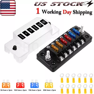 Universal Blade Fuse Block Car Boat Auto Power Distribution Holder Box Kit • $26.95