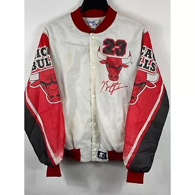 VNTG Chalk Line Michael Jordan Chicago Bulls Varsity Jacket L Made In USA D505 • $208.05