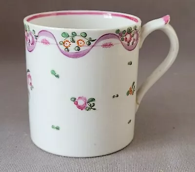 Coalport Purple Ribbon Pattern Hand Painted Flowers Mug C1800 • £10