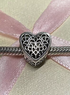 Genuine Pandora Filigree & Beaded Heart Charm 791811 • £18