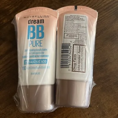 2x Dream BB Pure #110 Light Med 8 In 1 Skin Perfector Tint Maybelline Exp 4/2026 • $13.99