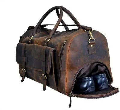 22' Vintage Crafts Genuine Leather Duffel Overnight Travel Weekend Sports Bag5 • $372.05