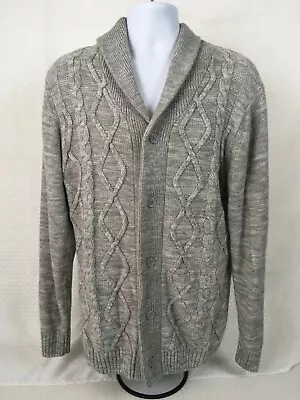 Carbon Mens Cardigan Sweater Size XL Light Gray Button Down Collared V Neck • $20.99