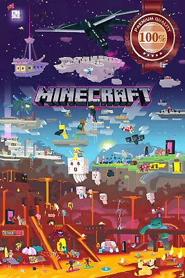 Minecraft World Beyond Mine Craft Characters Original Art Print Premium Poster • £12.37