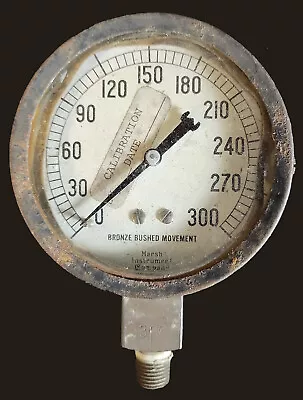 Vtg Marsh Instrument 300 PSI Pressure Gauge 4” Steam Punk • $8